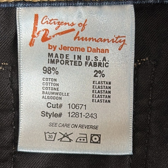 Citizens of Humanity Kelly Low Rise Boot Cut Raw Hem Jeans Dark Wash - Size 30 - Picture 8 of 10